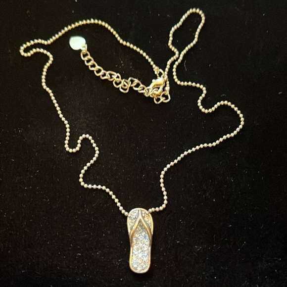 Silver Zirconia Sandal Necklace - Picture 1 of 17